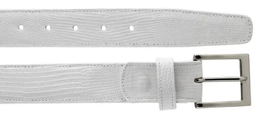 Belvedere Genuine Lizard Belt in White in White 44 #color_ White 44