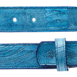 Belvedere Genuine Ostrich Leg Belt in Ocean Blue in Ocean Blue 44 #color_ Ocean Blue 44