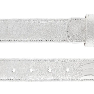 Belvedere Genuine Ostrich Leg Belt in White in White 44 #color_ White 44