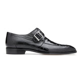 Belvedere Josh in Black Genuine Ostrich Split Toe Monk Strap Dress Shoes in Black #color_ Black