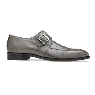 Belvedere Josh in Gray Genuine Ostrich Split Toe Monk Strap Dress Shoes in Grey #color_ Grey