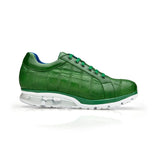 Belvedere Magnus in Emerald Ostrich Patchwork Sneakers in Emerald Green #color_ Emerald Green