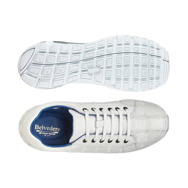 Belvedere Magnus in White Ostrich Patchwork Sneakers in #color_