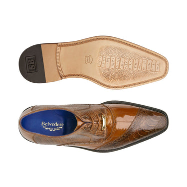 Belvedere Nino in Antique Camel Eel & Ostrich Oxfords in #color_