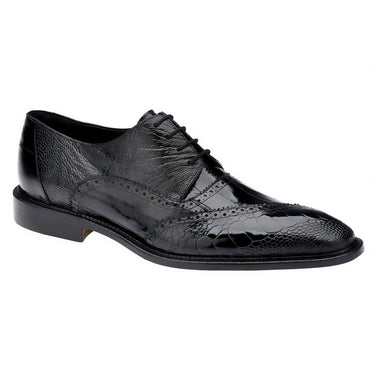 Belvedere Nino in Black Eel & Ostrich Oxfords in #color_