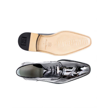 Belvedere Nino in Black Eel & Ostrich Oxfords in #color_