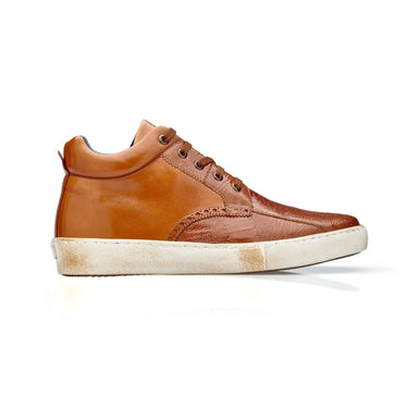 Belvedere Omar in Antique Walnut Genuine Ostrich Leg & Italian Calf Sneakers in Antique Walnut #color_ Antique Walnut