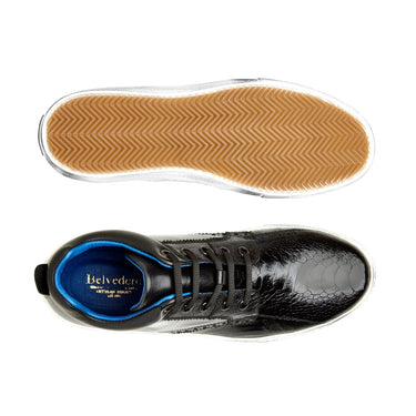 Belvedere Omar in Black Genuine Ostrich Leg & Italian Calf Sneakers in #color_