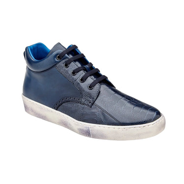 Belvedere Omar in Navy Genuine Ostrich Leg & Italian Calf Sneakers in #color_