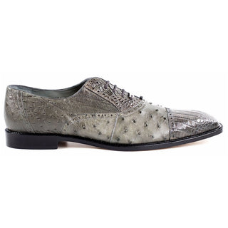 Belvedere Onesto II in Gray Genuine Ostrich & Crocodile Oxfords in Grey #color_ Grey