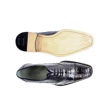 Belvedere Onesto II in Navy Genuine Ostrich & Crocodile Oxfords in #color_