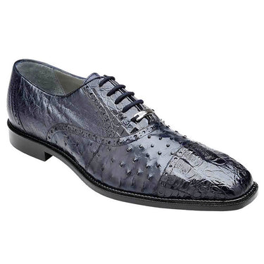 Belvedere Onesto II in Navy Genuine Ostrich & Crocodile Oxfords in #color_