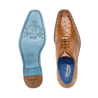 Belvedere Orlando in Antique Peanut Genuine Ostrich Quill Oxfords in #color_