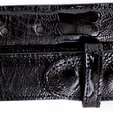 Belvedere Ostrich Leg Belt in Black in Black 44 #color_ Black 44