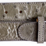 Belvedere Ostrich Leg Belt in Gray in Grey 44 #color_ Grey 44