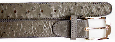 Belvedere Ostrich Leg Belt in Gray in Grey 44 #color_ Grey 44