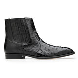 Belvedere Roger in Black Genuine Ostrich Side Zipper Boot in #color_