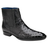 Belvedere Roger in Black Genuine Ostrich Side Zipper Boot in Black #color_ Black