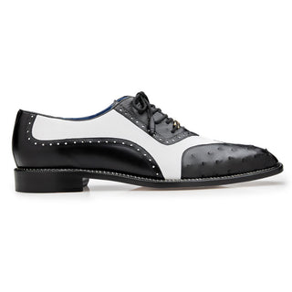 Belvedere Sesto in Black/White Alligator Calf Oxfords in Black / White #color_ Black / White