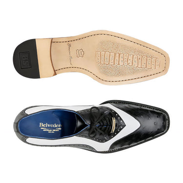 Belvedere Sesto in Black/White Alligator Calf Oxfords in #color_