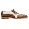 Belvedere Sesto in Brown / Cream Ostrich Quill Oxfords in Brown / Cream #color_ Brown / Cream