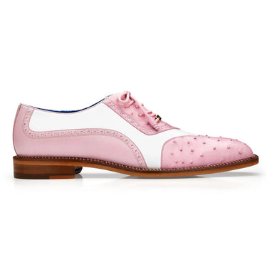 Belvedere Sesto in Rose Pink / White Alligator Calf Oxfords in Rose Pink / White #color_ Rose Pink / White