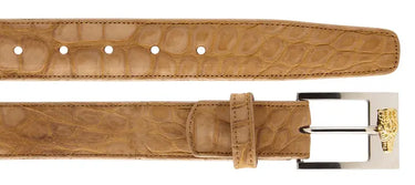 Belvedere Suede Alligator Belt in Camel in Camel 44 #color_ Camel 44