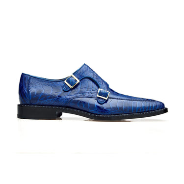 Belvedere Valiente in Antique Ocean Ostrich Leg Monkstraps in Antique Ocean #color_ Antique Ocean