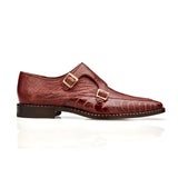 Belvedere Valiente in Antique Rust Ostrich Leg Monkstraps in Antique Rust #color_ Antique Rust