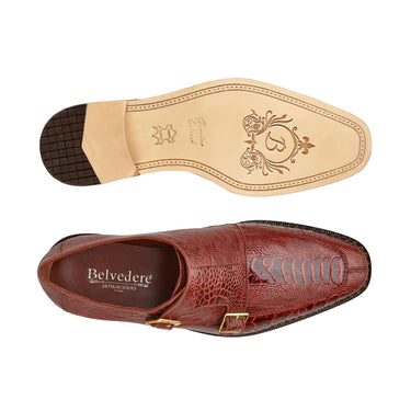 Belvedere Valiente in Antique Rust Ostrich Leg Monkstraps in #color_