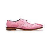 Belvedere Valter in Rose Pink Genuine Caiman Croc & Lizard Oxfords in Rose Pink #color_ Rose Pink