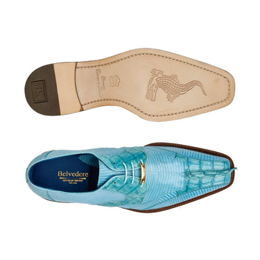 Belvedere Valter in Summer Blue Genuine Caiman Croc & Lizard Oxfords in #color_