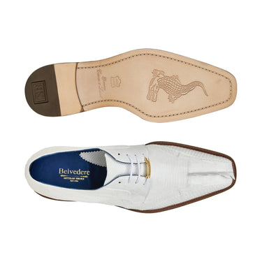 Belvedere Valter in White Genuine Caiman Croc & Lizard Oxfords in #color_