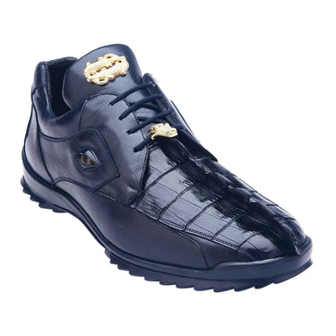 Belvedere Vasco in Navy Genuine Hornback Crocodile & Soft Calf Sneakers in #color_