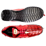 Belvedere Vasco in Red Genuine Hornback Crocodile & Soft Calf Sneakers in #color_