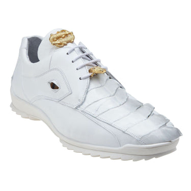 Belvedere Vasco in White Genuine Hornback Crocodile & Soft Calf Sneakers in #color_