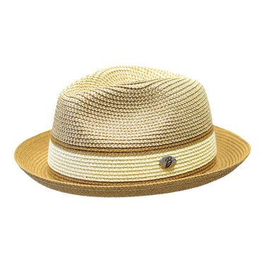 Bently Dante Snap Brim Fedora in Ivory Cognac #color_ Ivory Cognac