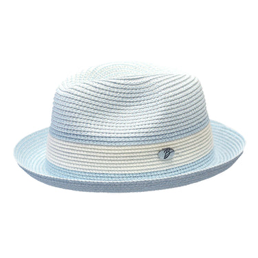 Bently Dante Snap Brim Fedora in Light Blue White #color_ Light Blue White