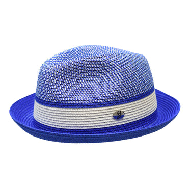 Bently Dante Snap Brim Fedora in Royal Blue White #color_ Royal Blue White