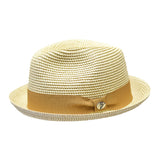 Bently Dominic Snap Brim Fedora in Ivory Cognac #color_ Ivory Cognac