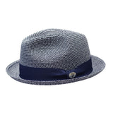 Bently Dominic Snap Brim Fedora in Navy Blue White #color_ Navy Blue White