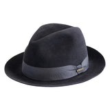 Biltmore Belasco Merino Wool Suede Finished Fedora in Black #color_ Black