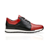 Belvedere Titan in Red / Black Caiman Crocodile & Leather Sneakers in Red Black #color_ Red Black