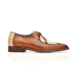 Belvedere Etore in Antique Almond / Bone Ostrich Leg & Leather Oxfords in Almond Bone #color_ Almond Bone