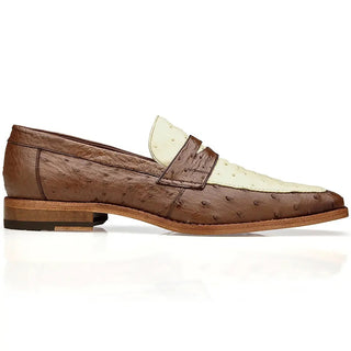 Belvedere Espada in Tabac / Bone Ostrich Quill Penny Loafers in Tabac Bone #color_ Tabac Bone