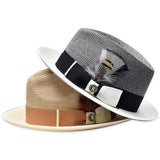 Bruno Capelo Bailey Two-Tone Straw Fedora in #color_