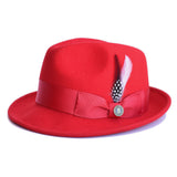 Bruno Capelo Blues Wool Pinch Front Fedora in Red #color_ Red