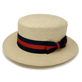 Bruno Capelo Boater Straw Flat Brim Skimmer in #color_