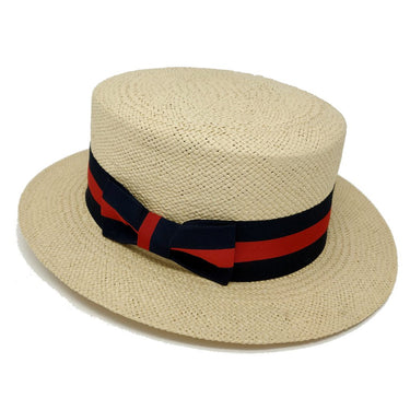 Bruno Capelo Boater Straw Flat Brim Skimmer in #color_