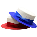 Bruno Capelo Boater Two-Tone Straw Flat Brim Skimmer in #color_